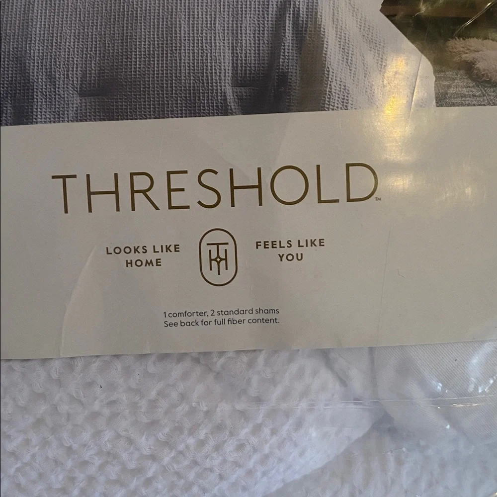 Today only Threshold White Washed Waffle Weave Comforter Set 3 pieces